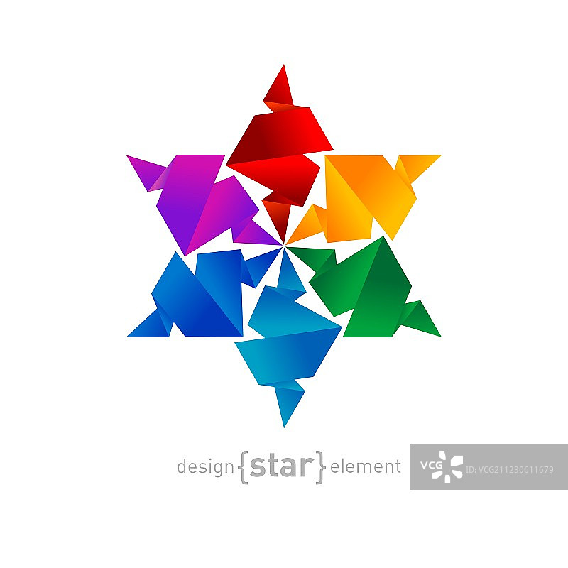 白色背景上的彩虹折纸星星图片素材