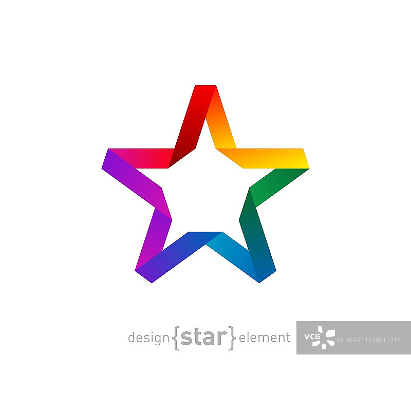 白色背景上的纸质折纸彩虹星图片素材