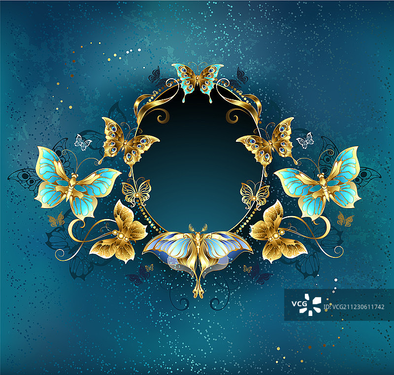 带奢华蝴蝶的椭圆形banner图片素材