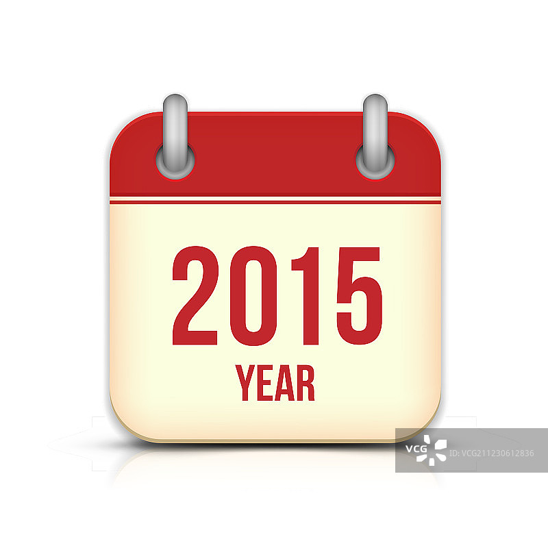 带倒影的2015年日历App图标图片素材