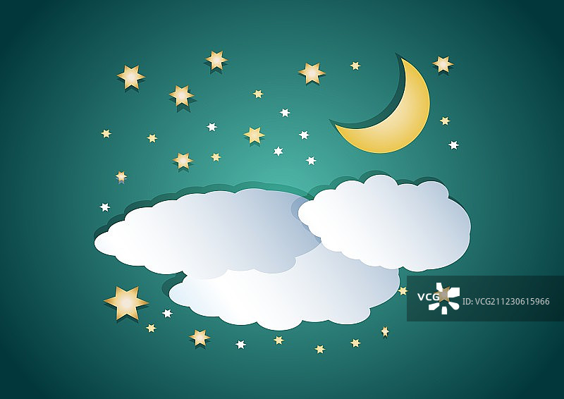 月明星稀的夜空图片素材