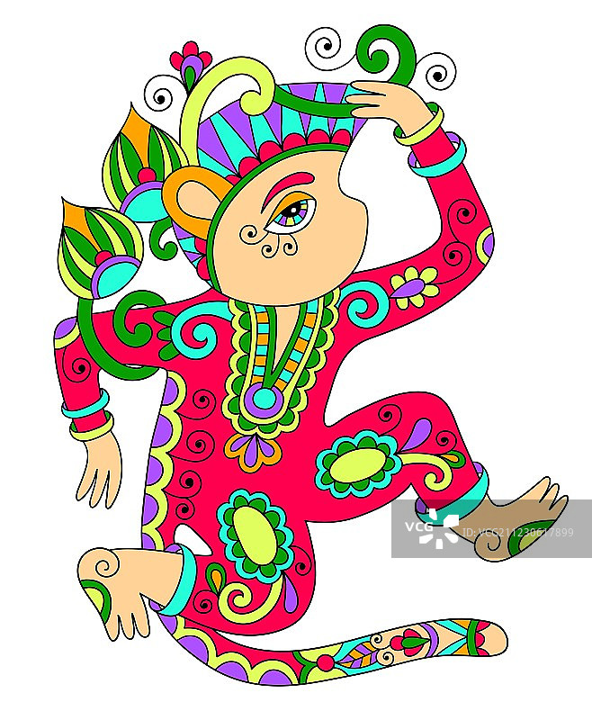 装饰民族风猴子线条画图片素材