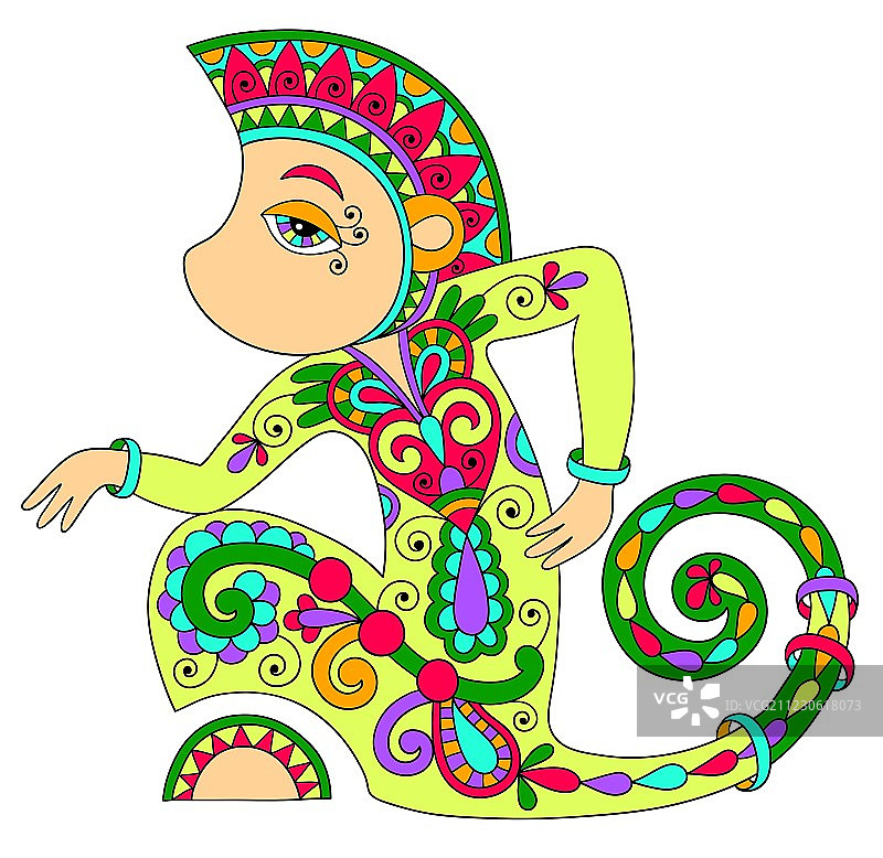 装饰民族风猴子线条画图片素材