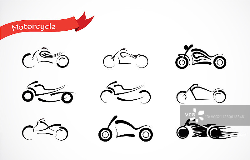 经典摩托车剪影图片素材