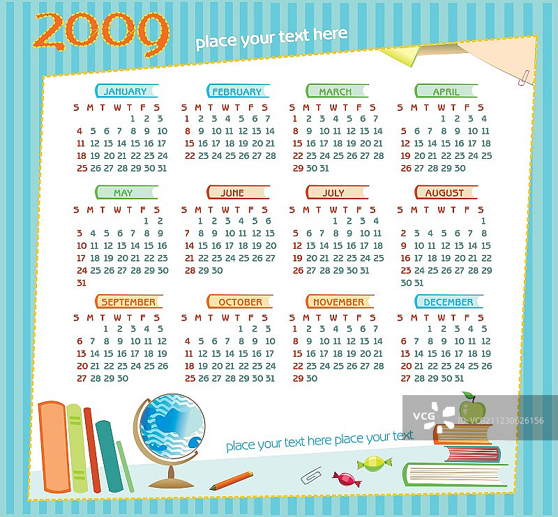 2009年彩色教育日历图片素材
