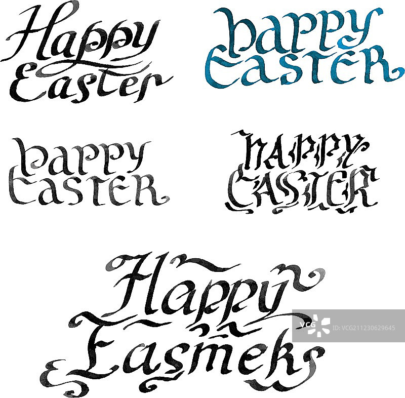 手写墨水铭文“快乐”图片素材