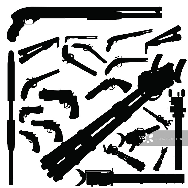 枪支和武器轮廓图片素材