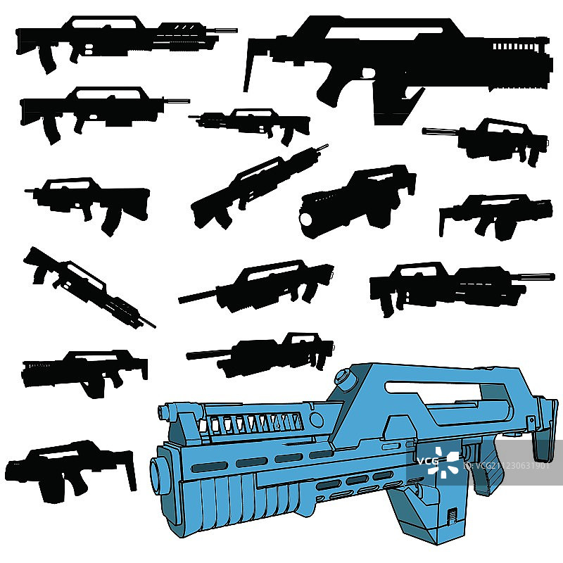 机关枪轮廓剪影图片素材