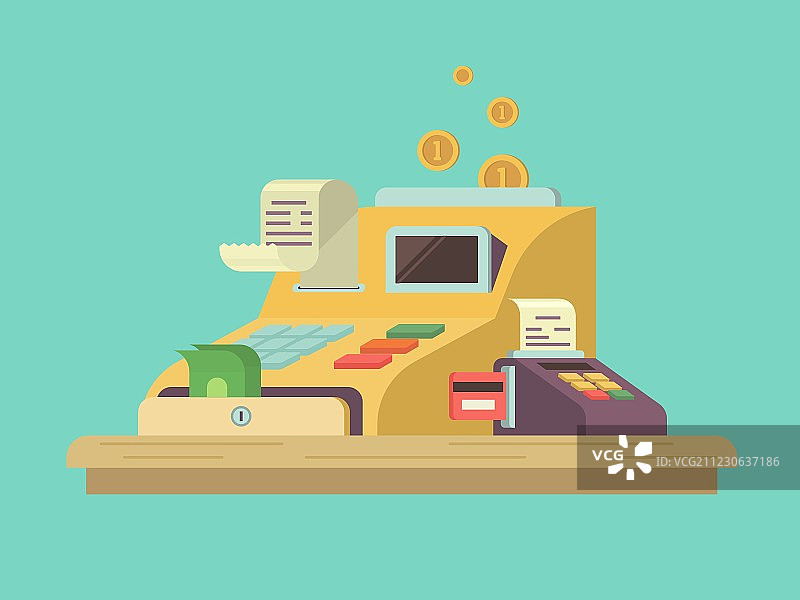 扁平风格收银机图片素材