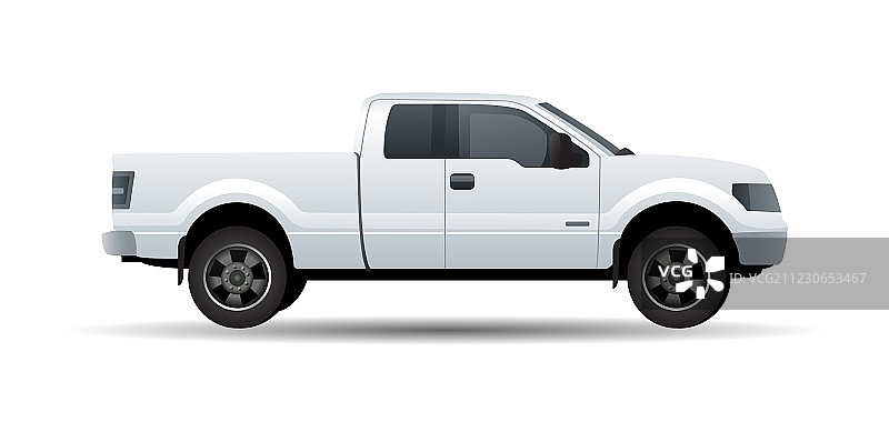 白色皮卡车，白色背景图片素材