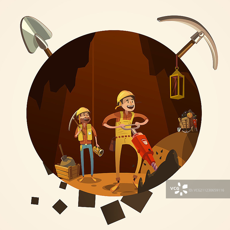 卡通采矿图片素材