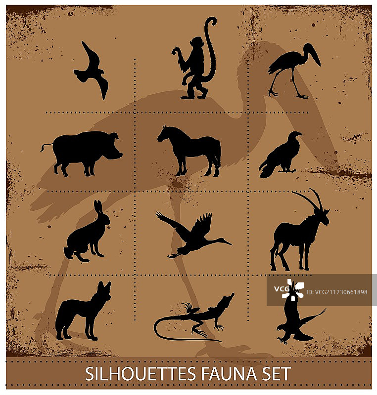 Safari动物剪影符号合集图片素材