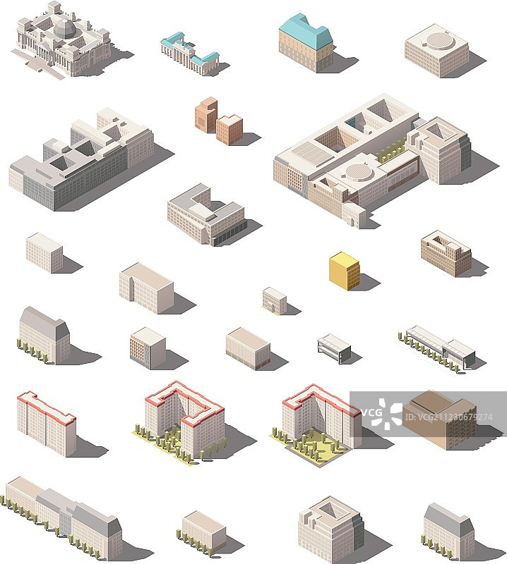 简约城市建筑图标合集图片素材