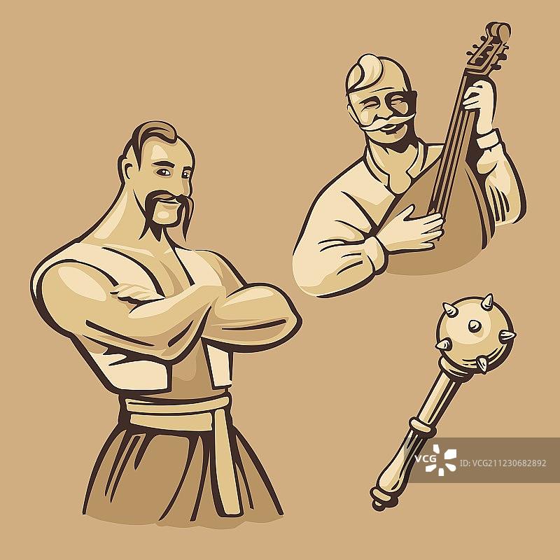 穿着民族服装的乌克兰哥萨克歌手图片素材