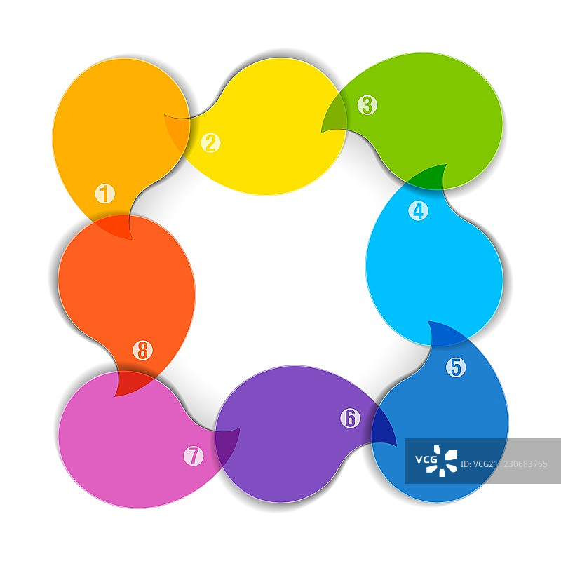 带有八个空白框的彩色图表图片素材