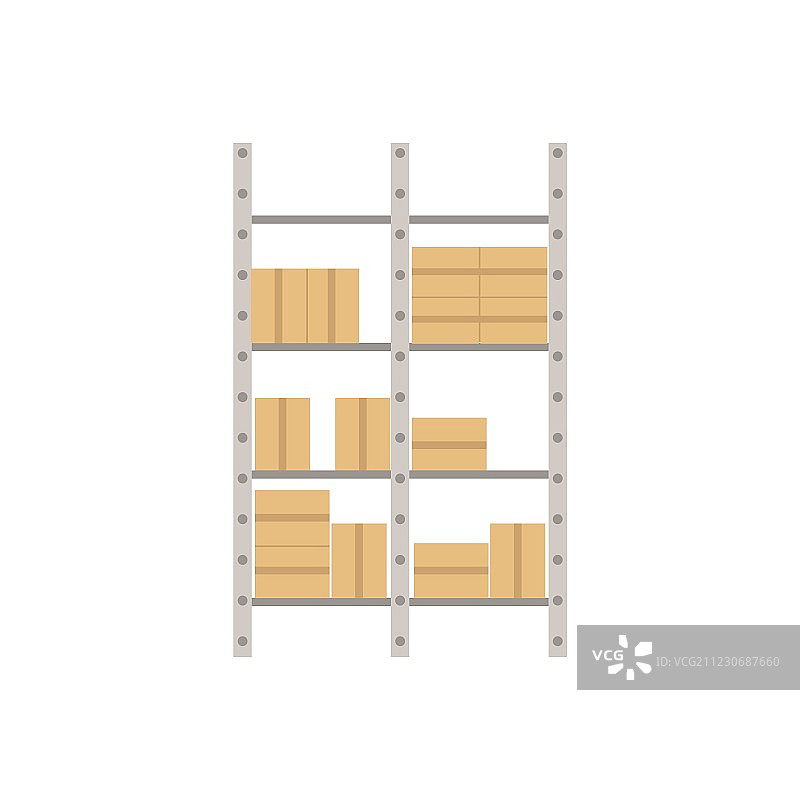 带纸箱的金属工业架图片素材