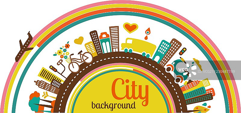 带有图标和元素的城市背景图片素材