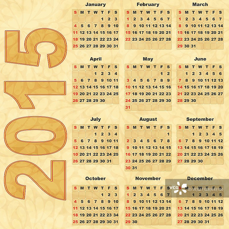 带有2015年日历的旧纸图片素材