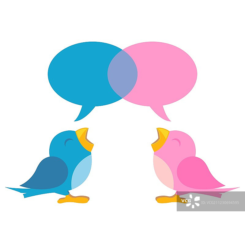 蓝色和粉色小鸟图片素材