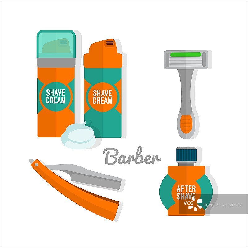 剃须护理扁平图标套装图片素材