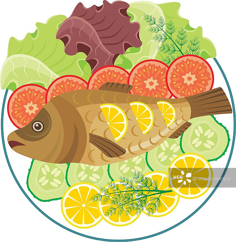 烤鱼菜肴图片素材