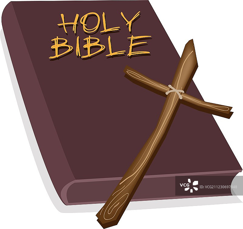 棕色《圣经》与木制十字架图片素材