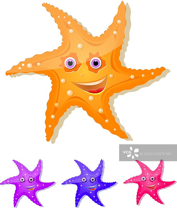 带眼睛和笑脸图标的海星套装图片素材