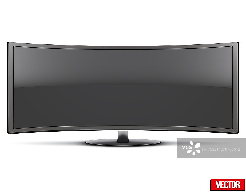 大型弧形宽屏LED或LCD的正面视图图片素材