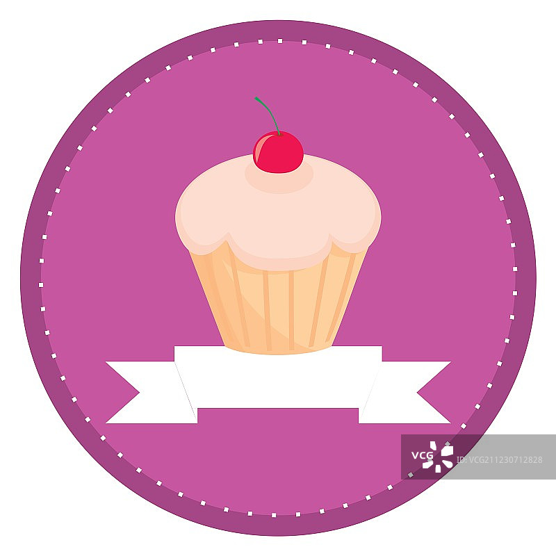 复古甜美樱桃纸杯蛋糕纽扣图片素材