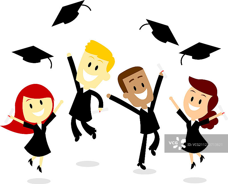毕业典礼上抛帽子图片素材