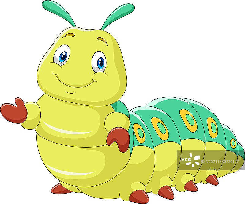 卡通趣味毛毛虫展示隔离图片素材