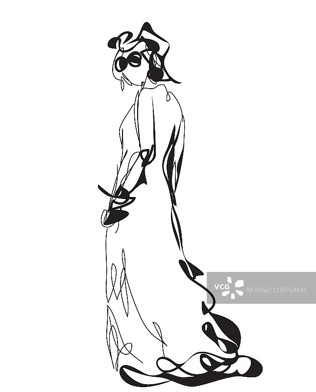 时尚模特素描图片素材