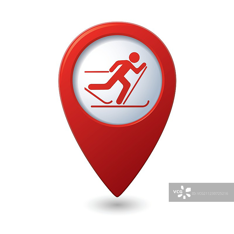 带有滑雪道图标的地图指针图片素材