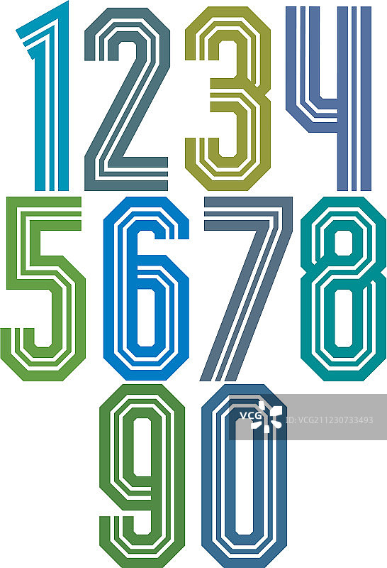 复古条纹几何数字图片素材