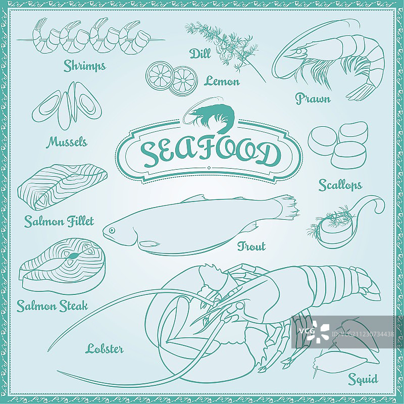 海鲜套餐轮廓图图片素材