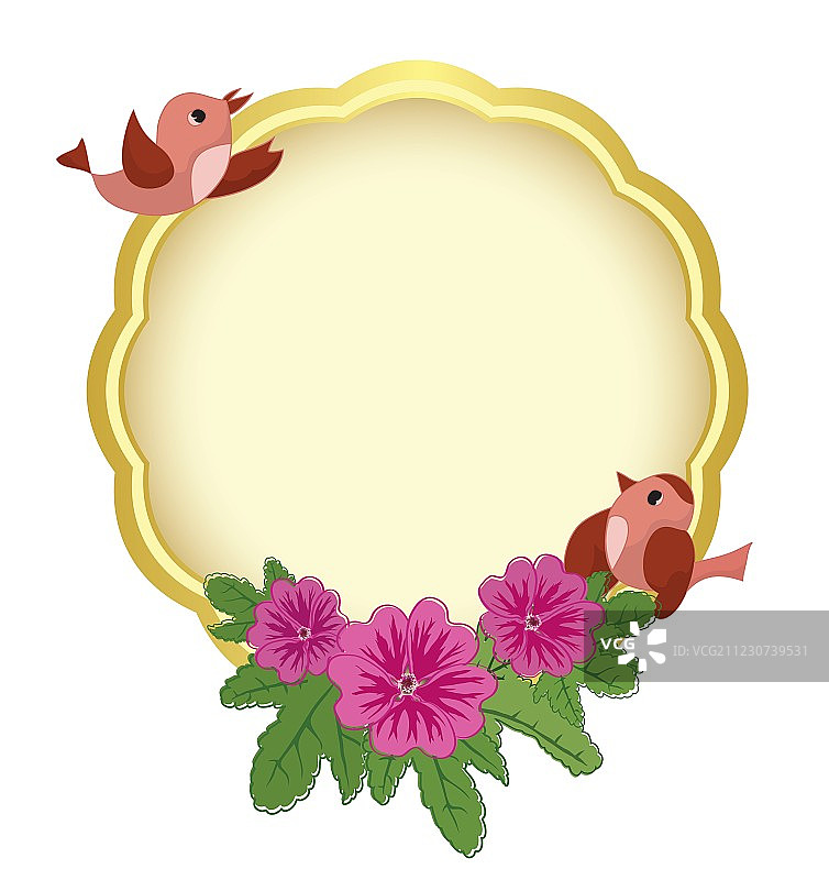 金色小鸟祝福边框图片素材