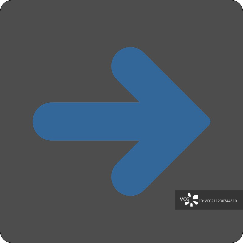 向右箭头扁平钴灰色圆角图片素材