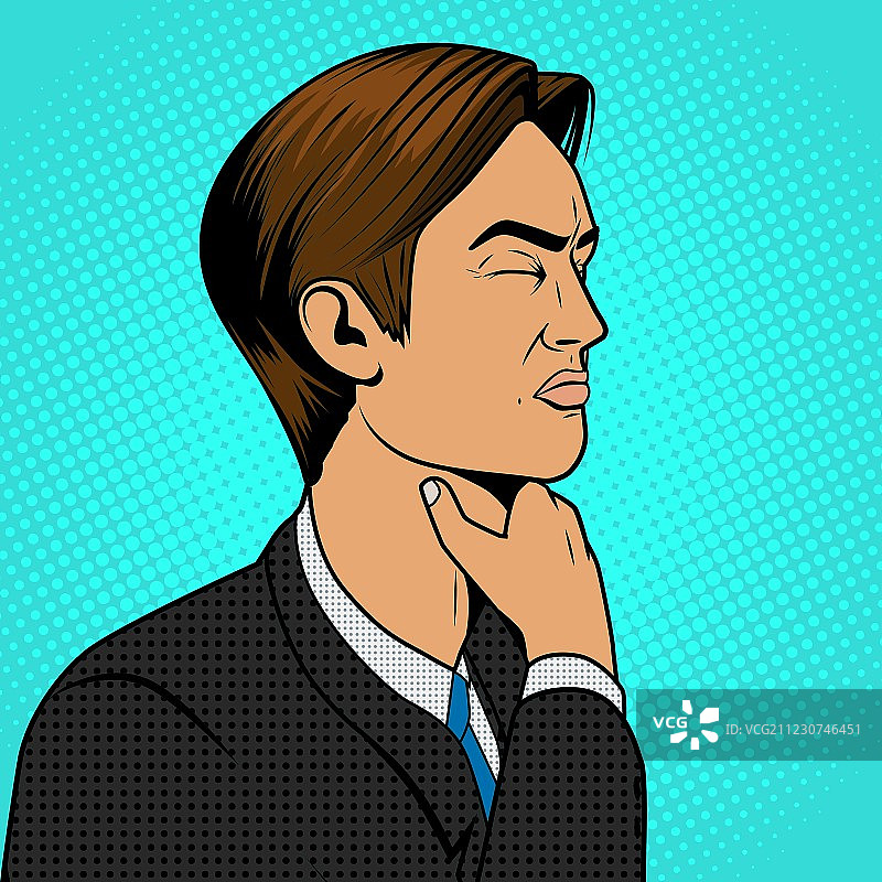 喉咙痛的男子波普艺术复古风格图片素材