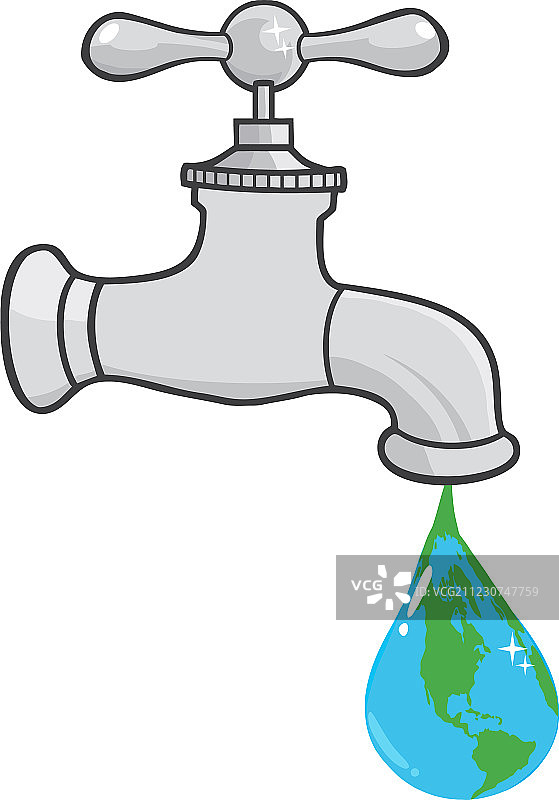 漏水的水龙头：地球行星水滴图片素材