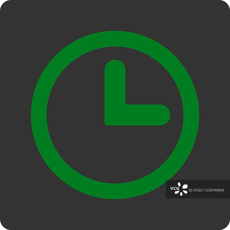 扁平绿色和灰色圆形时钟按钮图片素材