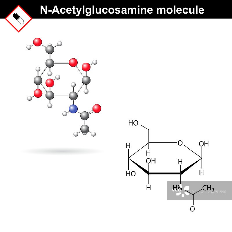 N-乙酰氨基葡萄糖分子图片素材