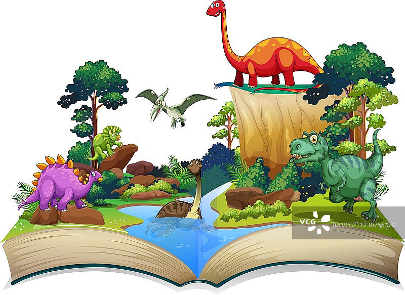 森林里的恐龙书图片素材