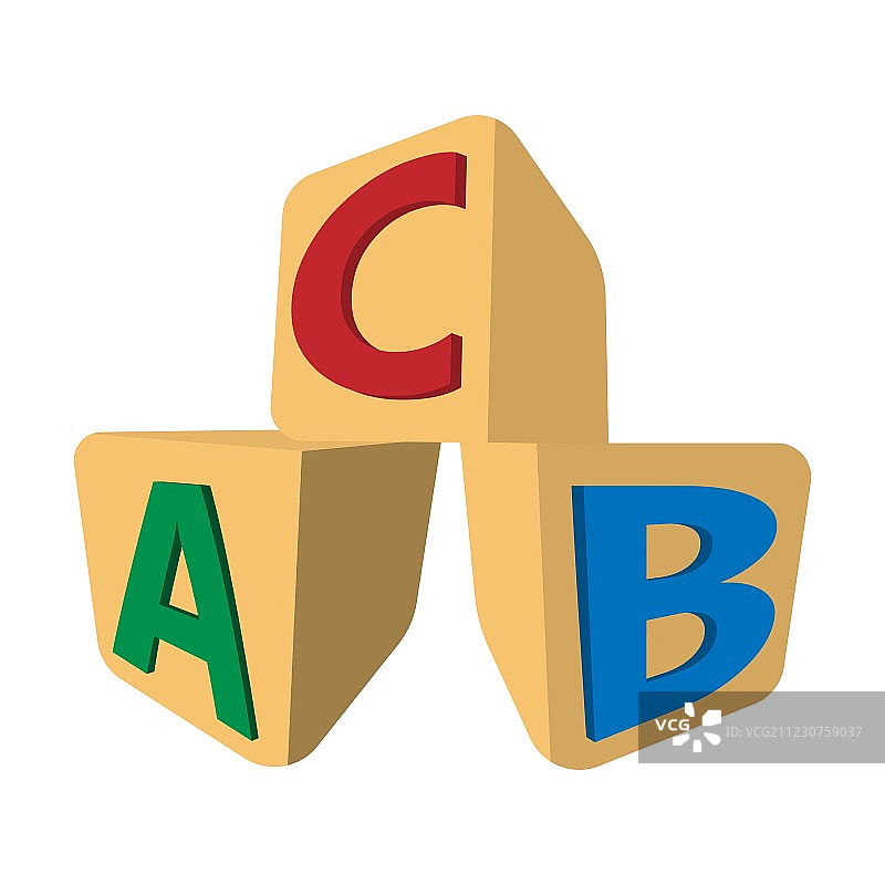带有字母ABC的卡通图标立方体图片素材