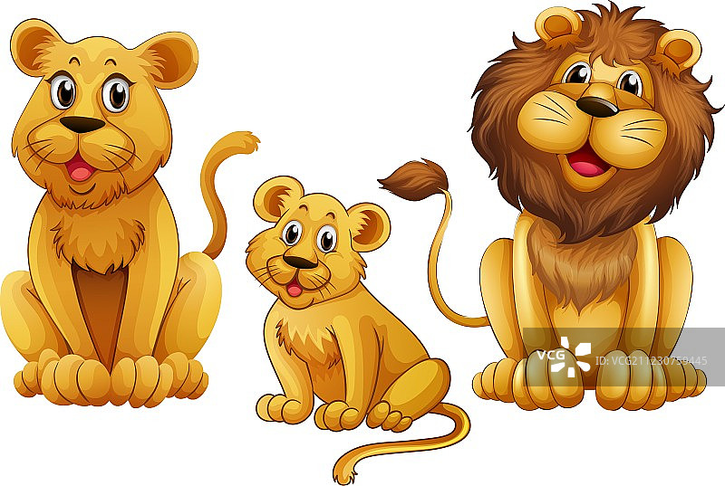 狮子家庭与幼崽图片素材