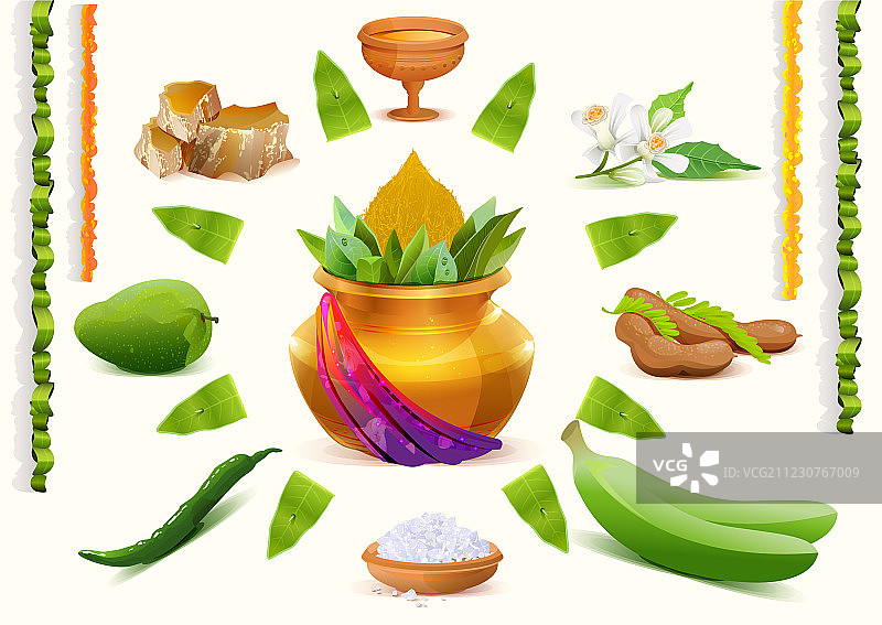 快乐乌伽迪节日金罐图片素材