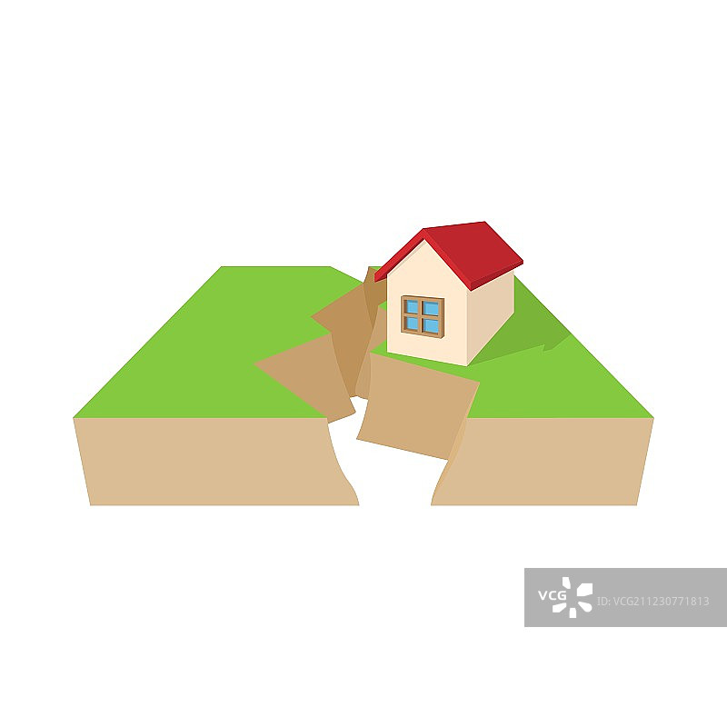 地震后的房屋图标卡通风格图片素材