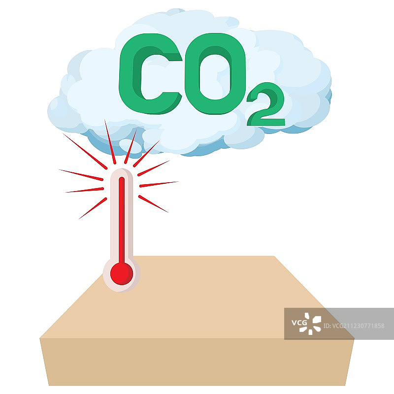 云朵中的二氧化碳标志卡通风格图标图片素材
