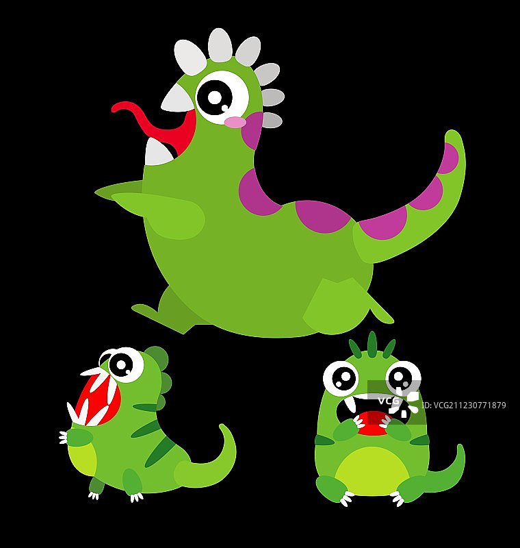 一套可爱的卡通怪物图片素材