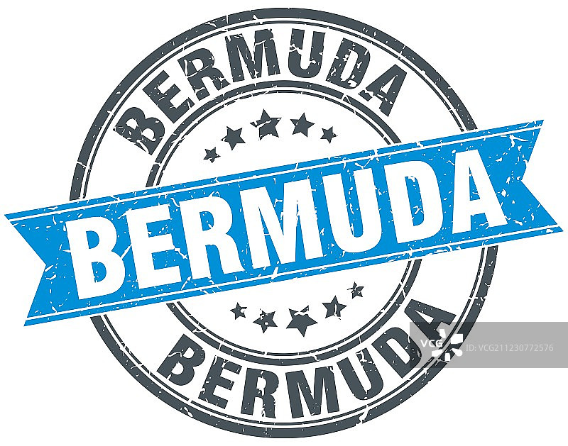 百慕大蓝色复古圆形印章图片素材