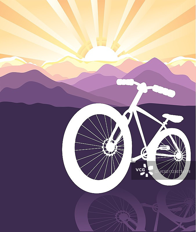自行车轮廓山地背景图片素材